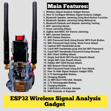 ESP32 Wireless Analyzer | Wi-Fi/Bluetooth Penetration Tester with Rechargeable Battery