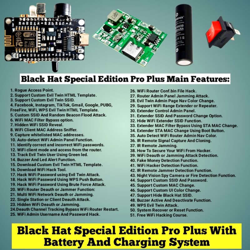 Black Hat Special Edition Pro Plus With Rechargeable Battery And Charging Module