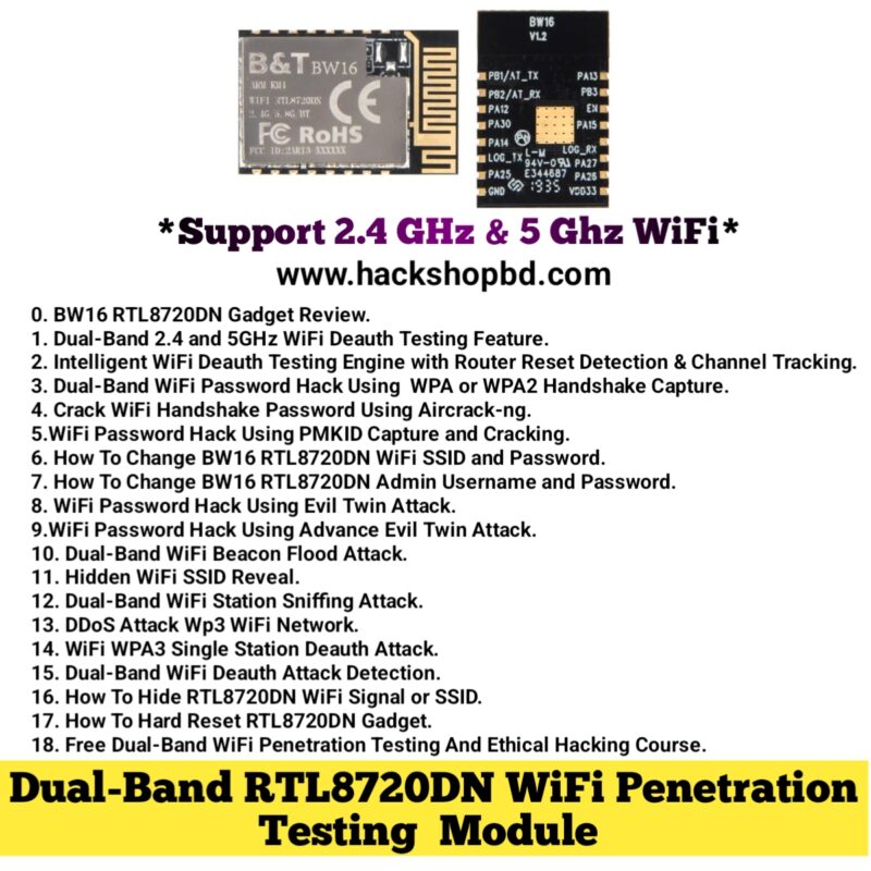 BW16 RTL8720DN is a dual-band WiFi jammer module